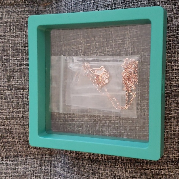 WDM Butterfly Pendant Sterling 925 White Gold Plated Adjustable Chain with CZ - Picture 7 of 9